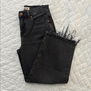 Women's Black Frayed Hem Jeans